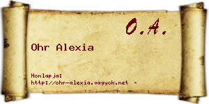 Ohr Alexia névjegykártya